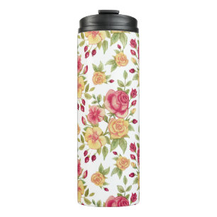 Bouteilles Isothermes Motif de roses rouges et jaunes et de boutons de r