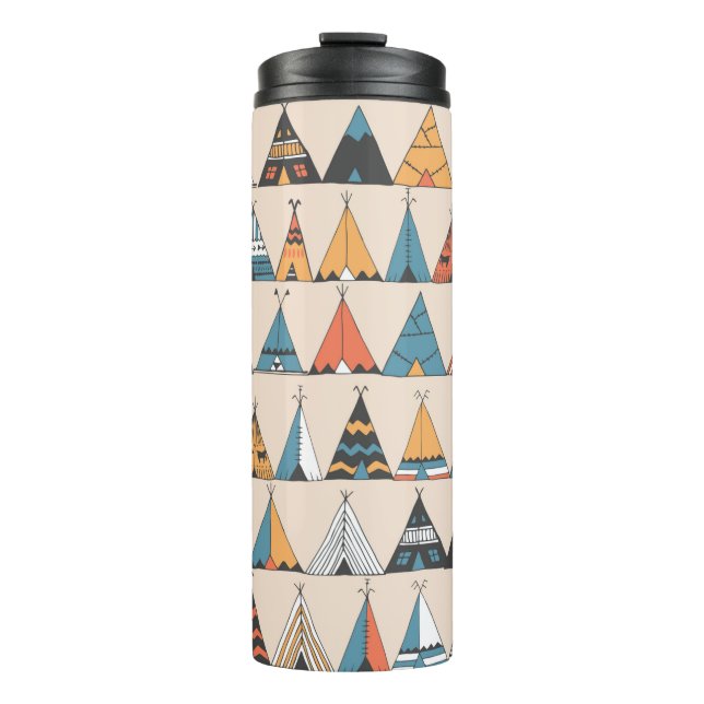 Bouteilles Isothermes Motif de tipi. Tente d'été autochtone de Wigwam (Devant)