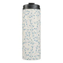 Motif délicat de vigne botanique bleu clair et crè