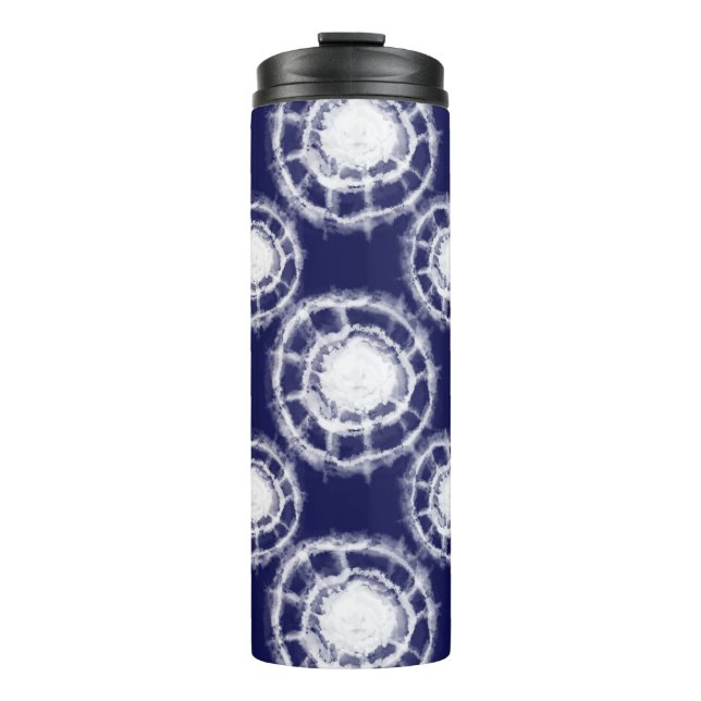 Bouteilles Isothermes Motif des cercles Shibori bleu et blanc (Devant)