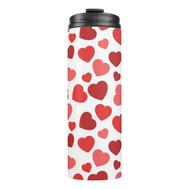 Bouteilles Isothermes Motif Des Coeurs, Coeurs Rouges, Motif Des Coeurs (Devant)