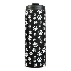 Bouteilles Isothermes Motif des pattes, Empreintes de pattes, noir et bl