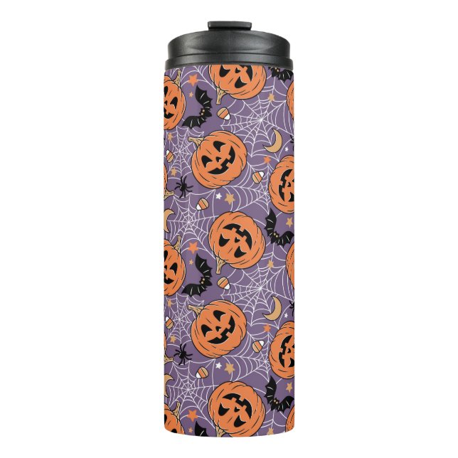 Bouteilles Isothermes Motif d'Halloween violet Jack-O-lanterne (Devant)