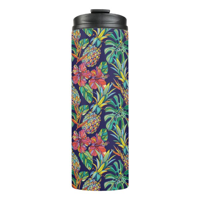 Bouteilles Isothermes Motif d'hibiscus à ananas tropicaux (Devant)