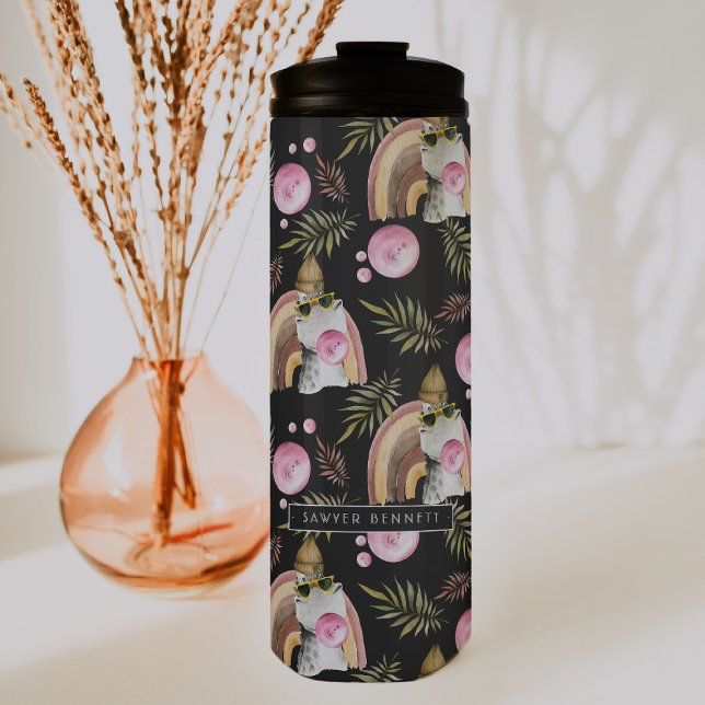 Bouteilles Isothermes Motif Dinosaur élégant | Monogram Tumbler (Créateur téléchargé)