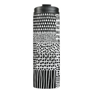 Bouteilles Isothermes Motif doodle noir et blanc sans couture. Dessin ma