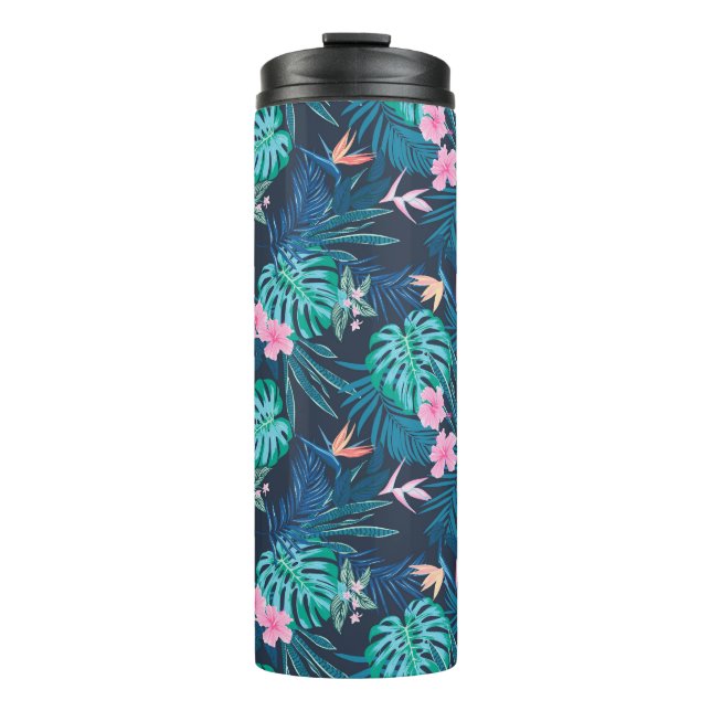 Bouteilles Isothermes Motif du Jardin des Fleurs Tropicales Bleues (Devant)