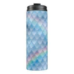 Bouteilles Isothermes Motif Écailles de Dragon Arc-en-Ciel Pastel Paille