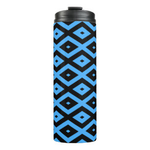 Bouteilles Isothermes Motif en diamant bleu ciel et noir