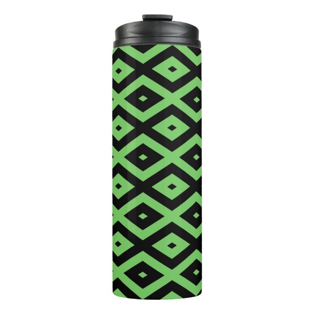 Bouteilles Isothermes Motif en diamant vert citron et noir (Devant)