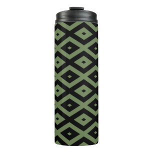 Bouteilles Isothermes Motif en diamant vert olive et noir