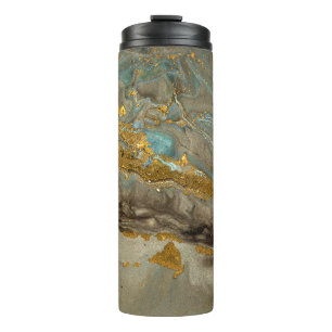 Bouteilles Isothermes Motif en marbre bleu et or