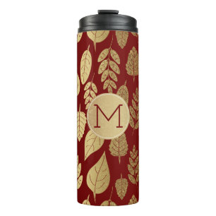 Bouteilles Isothermes Motif et monogramme Gold et Red Leaf