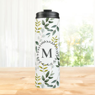 Bouteilles Isothermes Motif Eucalyptus Tropical Vert Monogrammé