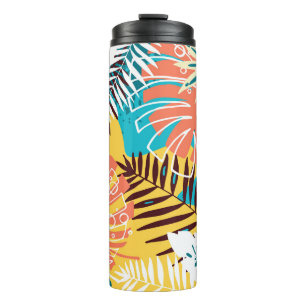 Bouteilles Isothermes Motif feuille de la jungle tropicale colorée.