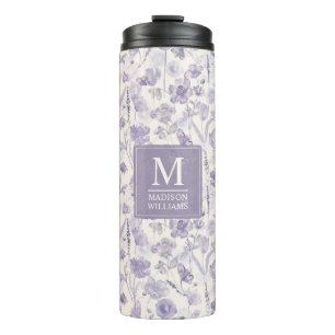 Bouteilles Isothermes Motif floral aquarelle lavande violet fleurs
