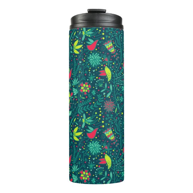 Bouteilles Isothermes Motif floral avec les oiseaux 2 de bande dessinée (Devant)
