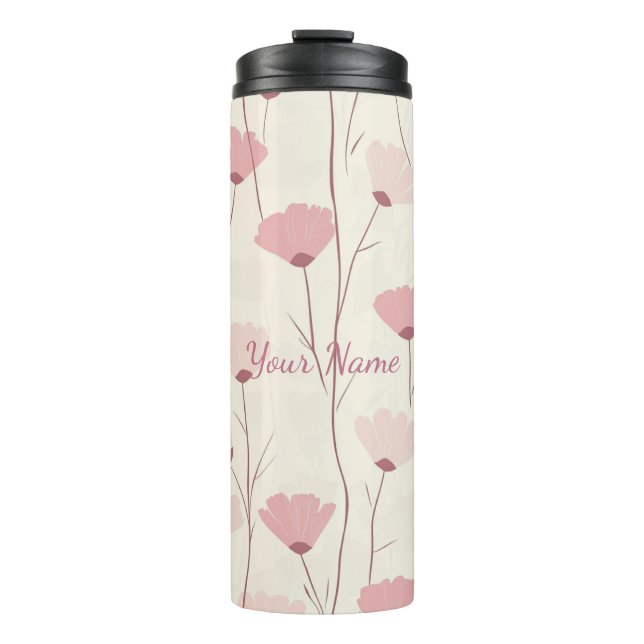 Bouteilles Isothermes Motif floral boho rose personnalisé (Devant)