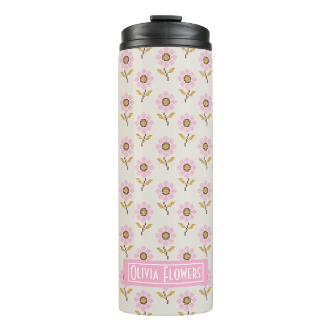 Bouteilles Isothermes Motif floral croisé Folk personnalisé (Devant)