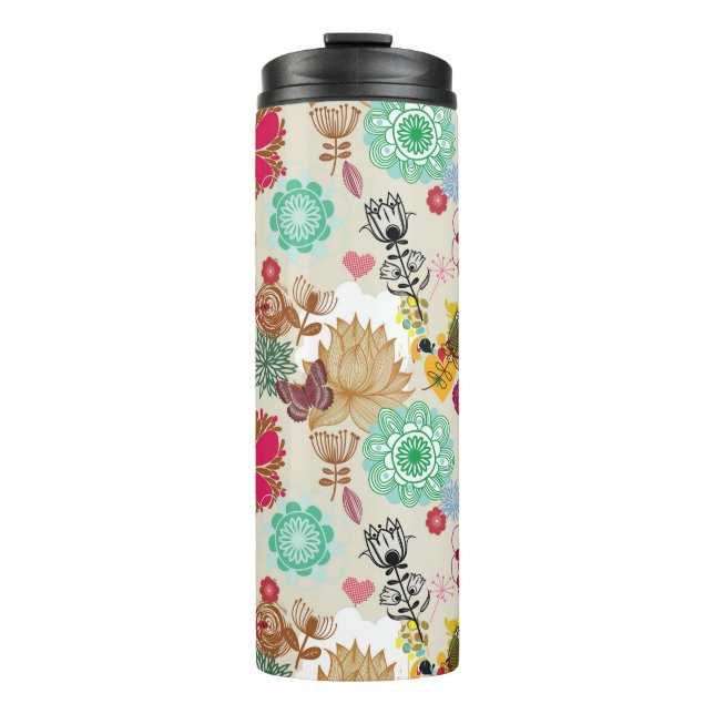 Bouteilles Isothermes Motif floral dans le rétro style (Devant)