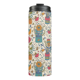 Bouteilles Isothermes Motif floral de bande dessinée avec les oiseaux 2