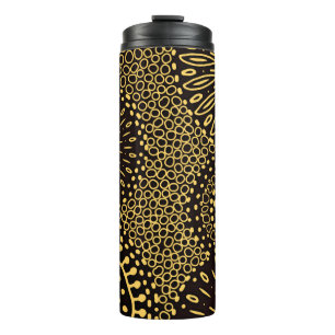 Bouteilles Isothermes Motif floral ethnique noir et or vintage