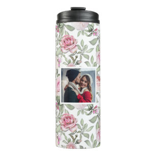 Bouteilles Isothermes Motif floral rose avec photo