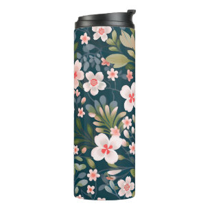 Bouteilles Isothermes Motif floral rose et blanc élégant