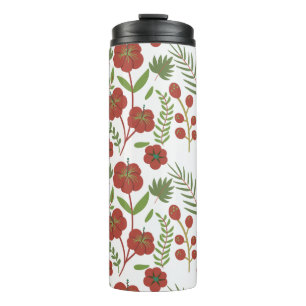 Bouteilles Isothermes Motif floral rouge sans couture sur arrière - plan