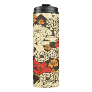Bouteilles Isothermes Motif Floral Sans Couleur Avec Fleurs Rouges