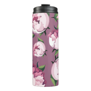Bouteilles Isothermes Motif floral sans couture de pivoine rose rose sur
