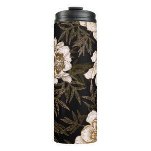 Bouteilles Isothermes Motif floral sans soudure. Jardin fleurs pivoines