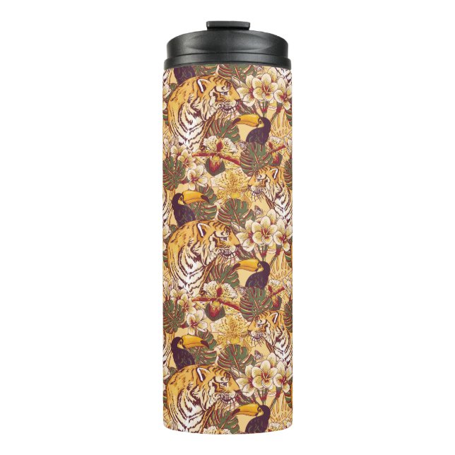 Bouteilles Isothermes Motif floral tropical avec le tigre (Devant)