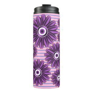 Bouteilles Isothermes Motif Floral Violet Design Fleur Moderne Abstrait