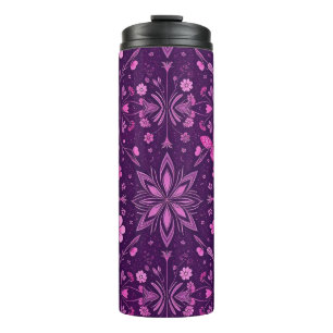Bouteilles Isothermes Motif Flower Bloom Fairycore Rose et Violet