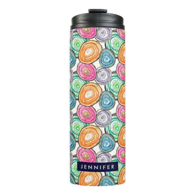 Bouteilles Isothermes Motif géode rose orange vert personnalisé (Devant)