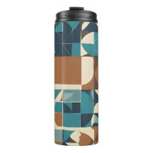 Motif géométrique bleu foncé, sarcelle, marron et 