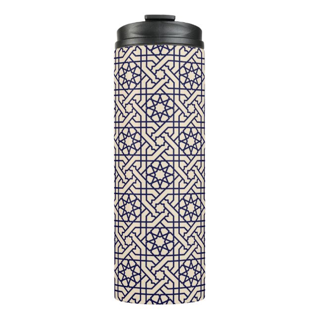 Bouteilles Isothermes Motif géométrique marocain bleu islamique (Devant)