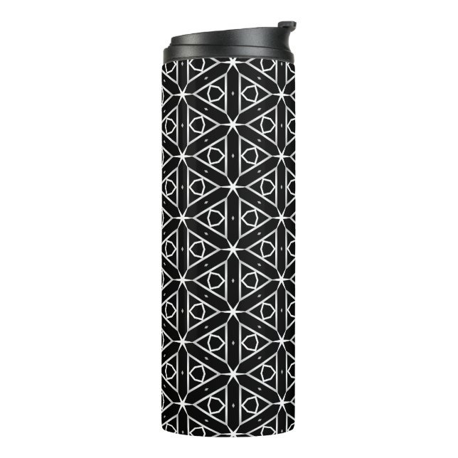 Bouteilles Isothermes Motif géométrique noir blanc et argenté (Tourné sur la gauche)