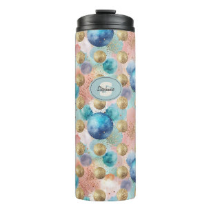 Bouteilles Isothermes Motif Gold & Blue Circle avec accents de Parties s