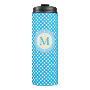 Bouteilles Isothermes Motif Monogram Bright Blue En vichy