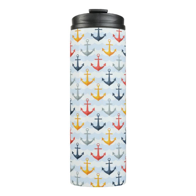 Bouteilles Isothermes Motif nautique avec des Ancres (Devant)