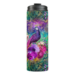 Bouteilles Isothermes Motif paon illustré vibrant