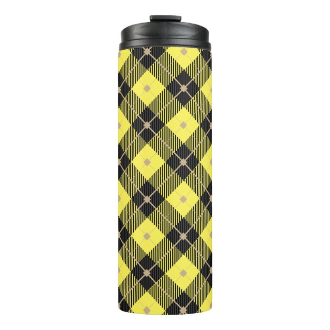 Bouteilles Isothermes Motif plaid tendance noir Jaune (Devant)