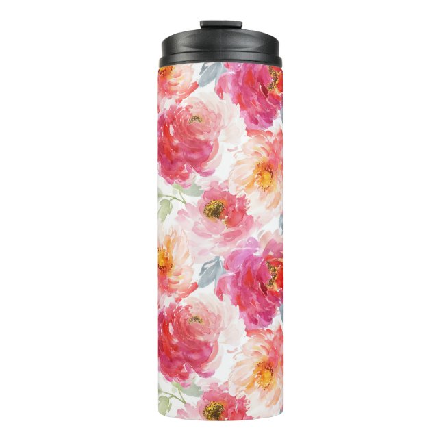 Bouteilles Isothermes Motif rose Aquarelle Peony (Devant)