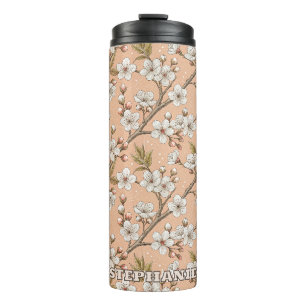 Bouteilles Isothermes Motif Sakura en fleurs de cerisier rose sur rose (