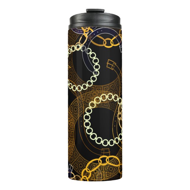 Bouteilles Isothermes Motif sans couture avec ceintures chaînes de méand (Devant)