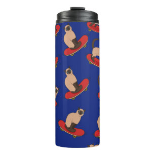 Bouteilles Isothermes Motif sans couture avec chats siamois sur skateboa