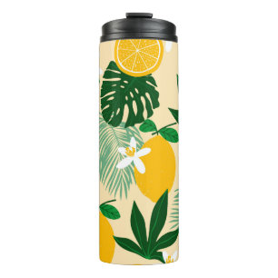 Bouteilles Isothermes Motif sans couture avec citrons et feuilles de pal