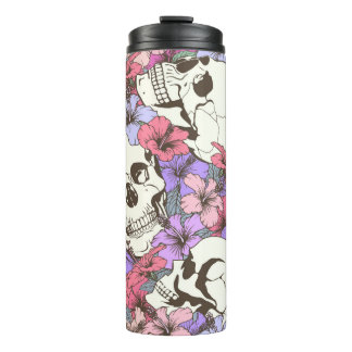 Bouteilles Isothermes Motif sans couture avec crânes trouver des fleurs